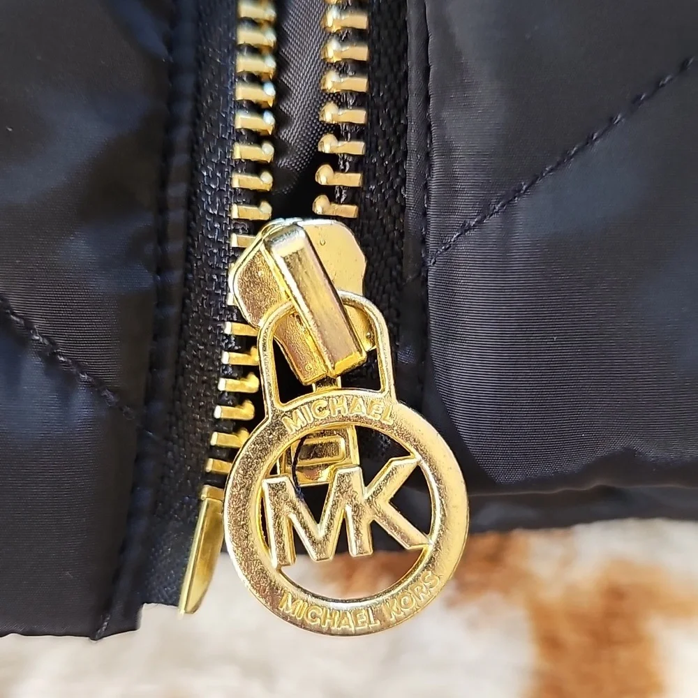 Michael Kors Black Quilted Vest with Gold Zipper NWOT Size M